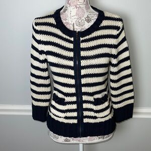 Loft Blue Striped Cardigan Small